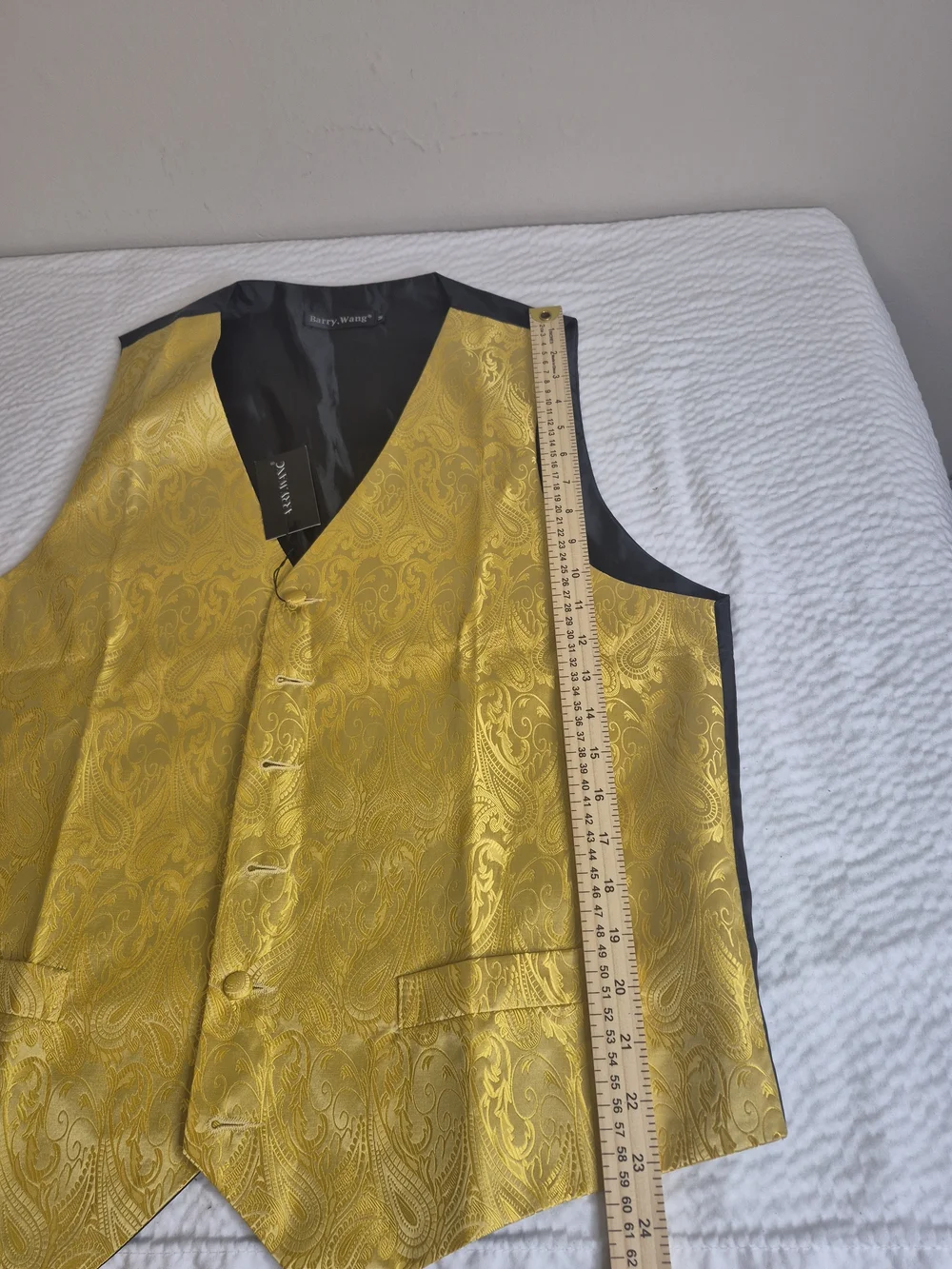Barry.Wang Gold Paisley Formal Vest M  Regular Size Men's Dress Waistcoat